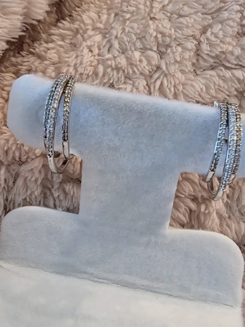 Sterling Silver Diamond Hoop Earrings - Women Jewelry